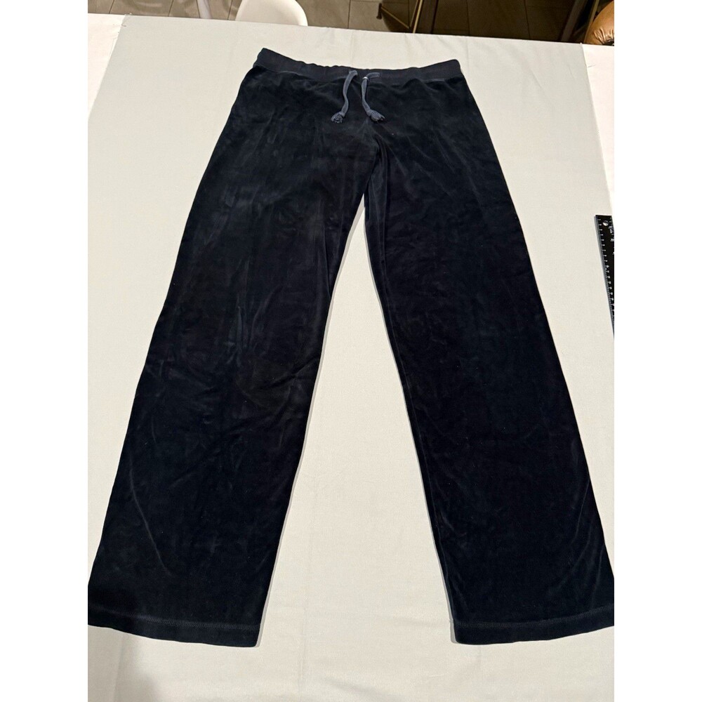 Rampage Women’s Black Velour Lounge Pants M Elastic Waist Drawstring Straight